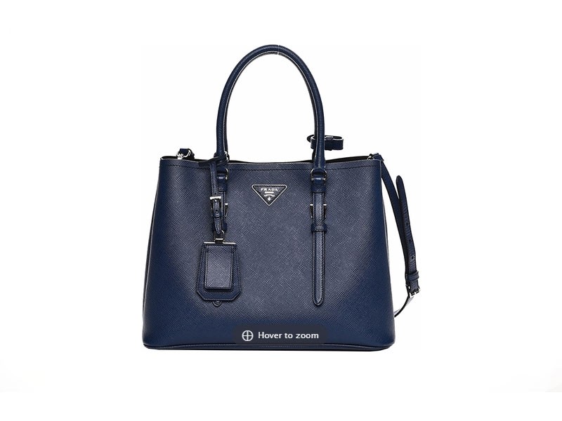 Prada Saffiano Cuir Double Medium Tote Bag in Blue