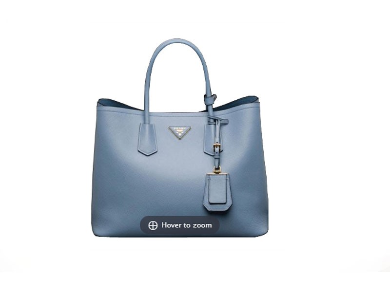 Pale Blue Prada Saffiano Cuir Double Large Tote Bag