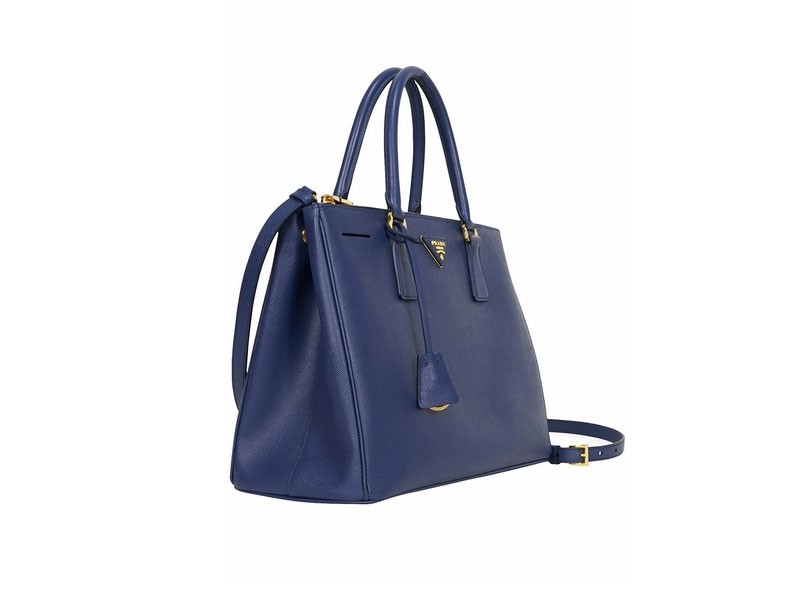 Blue Prada Saffiano Lux Medium Double-Zip Tote Bag