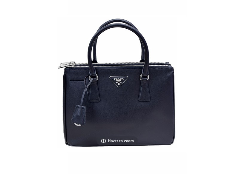 Prada Saffiano Lux Small Double-Zip Blue Tote Bag
