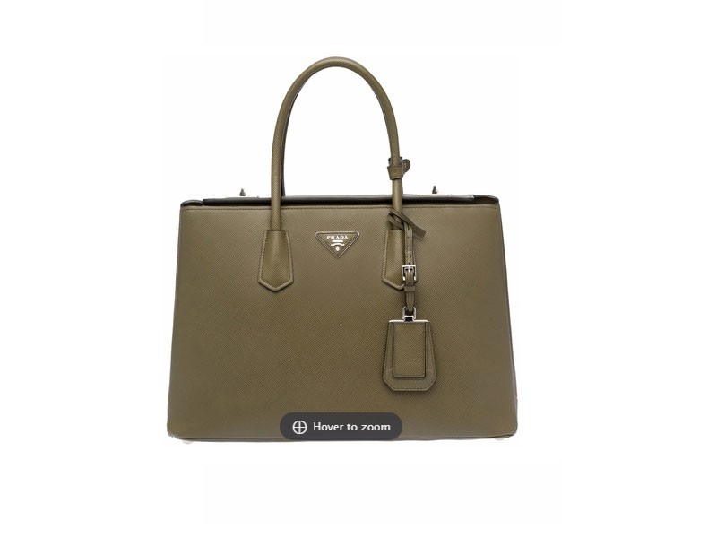 Military Green Prada Saffiano Cuir Large Twin Tote Bag