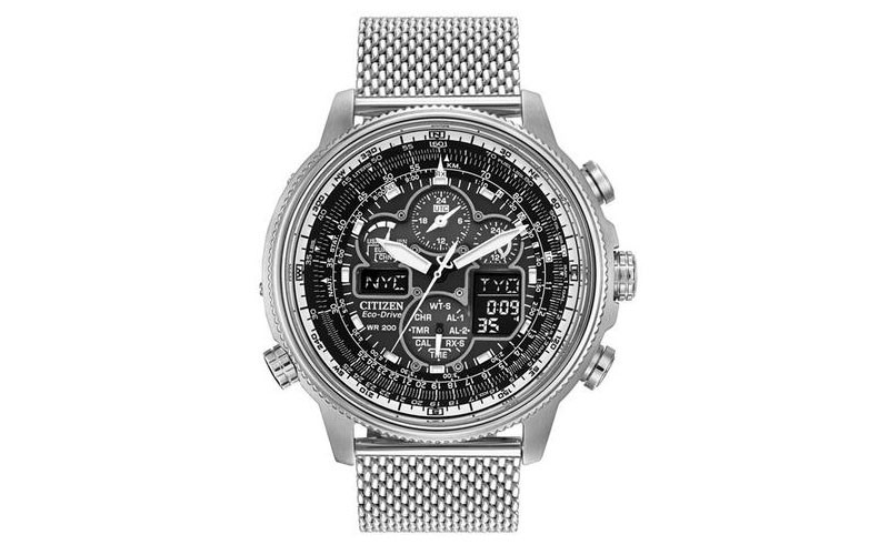 Citizen Eco-Drive Mens Navihawk AT Chrono - Stainless Steel & Black - Atomic