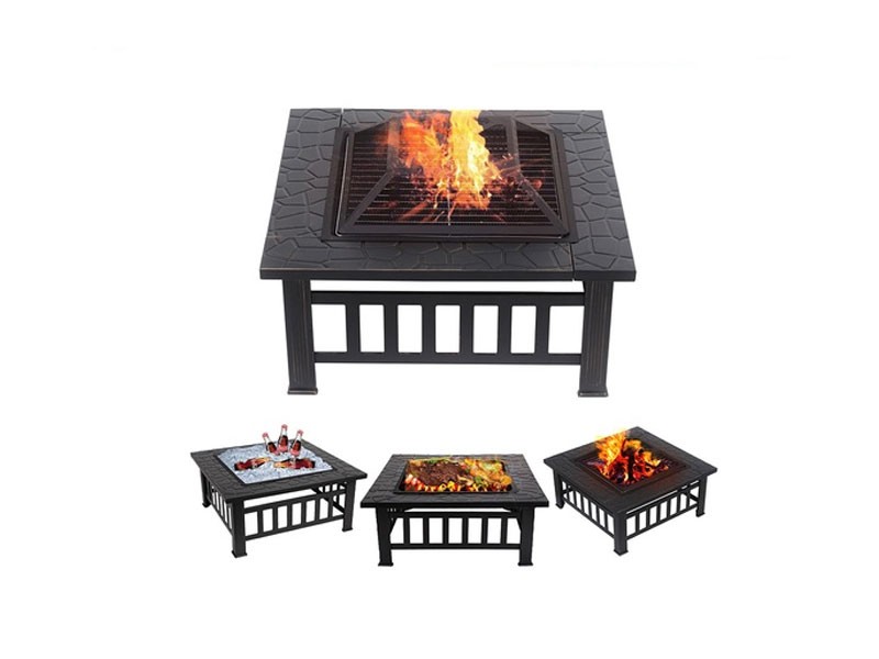 Garden Patio Square Metal Fireplace Heater Stove Fire Pit