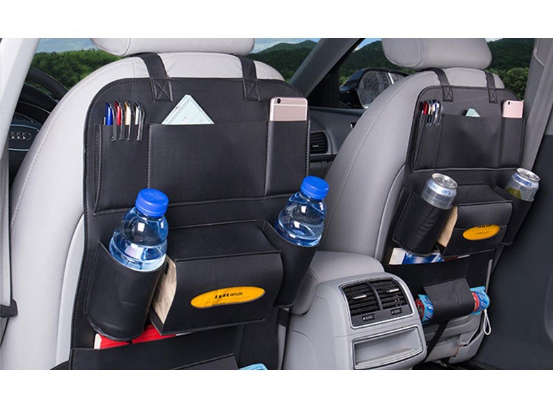 Car Seat Leather Back Bag Organizer Storage iPad Phone Holder Multi-Pocket