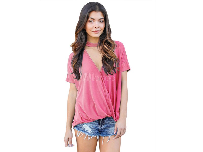 T Shirts V Neck Women's Short Sleeve Summer Tee Shirt Tops