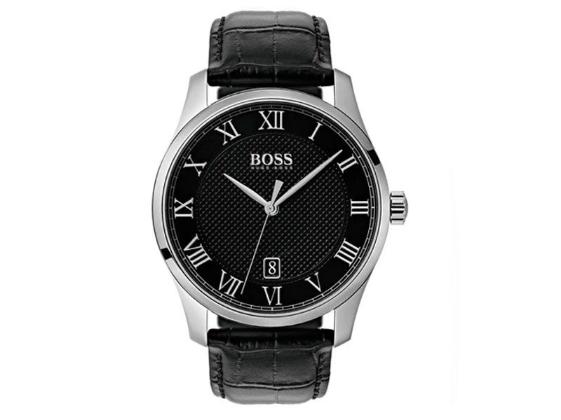 Hugo Boss Men's Master Watch Black Croc Leather Strap