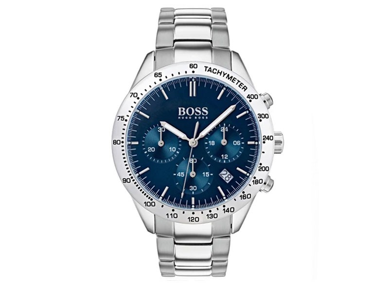 Hugo Boss Mens Talent Watch Tachymeter Blue Dial Bracelet