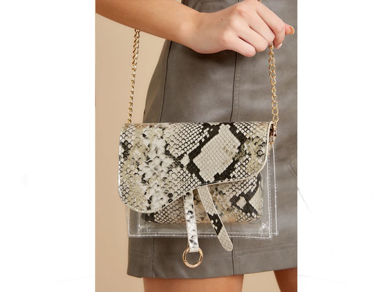 Everyone Will Know Beige Snake Print Purse