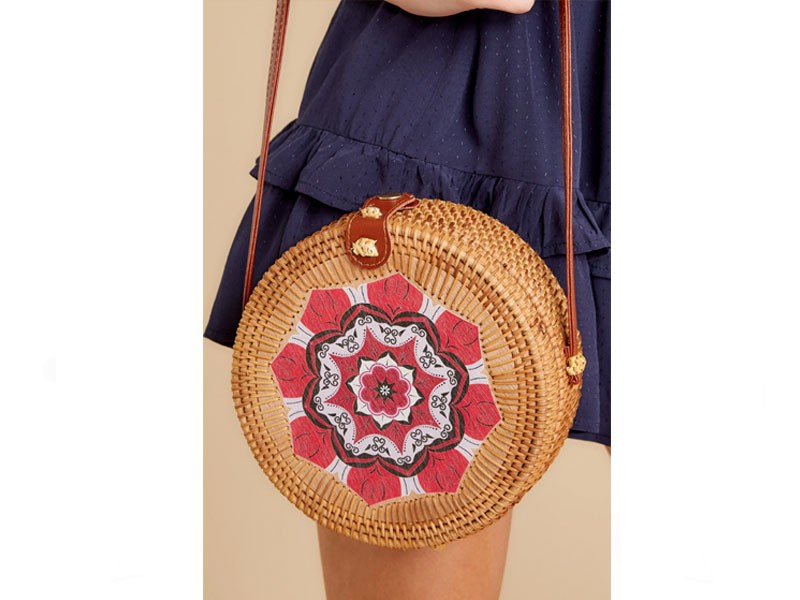 A Little Charmed Red Printed Round Bag