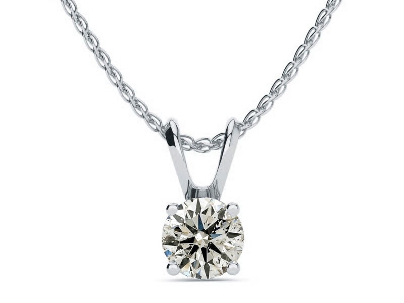 Diamond Solitaire Pendant White Gold