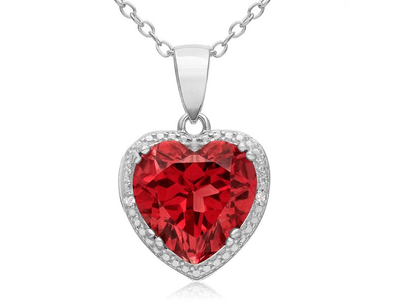 Carat Created Ruby Heart Necklace