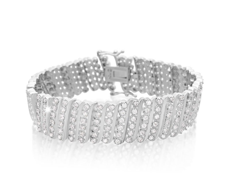 2 Carat Six Row Diamond Bracelet With Platinum Overlay