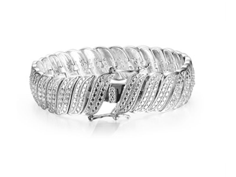 Diamond Bracelet in White Gold Overlay Wonderful Swirly Bold