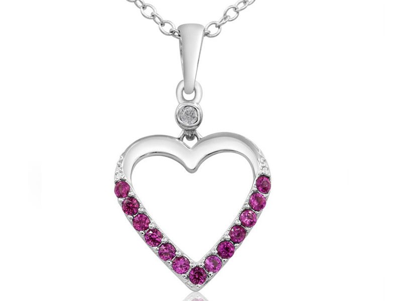 Diamond Heart Necklace In Sterling Silver