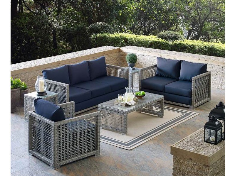 Aura 6 Piece Outdoor Patio Wicker Rattan Set