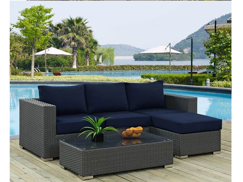 Sojourn 3 Piece Outdoor Patio Sunbrella® Sectional Set