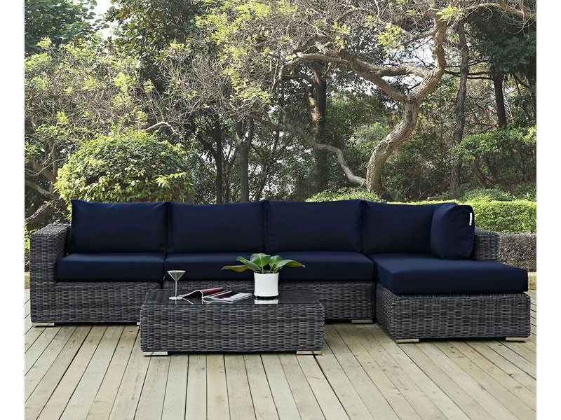 Summon 5 Piece Outdoor Patio Sunbrella® Sectional Set