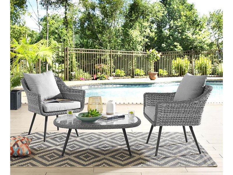 Endeavor 3 Piece Outdoor Patio Wicker Rattan Sectional Sofa Set