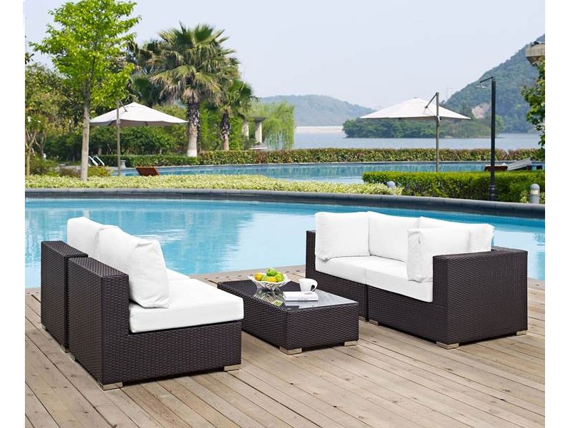 Convene 5 Piece Outdoor Patio Sectional Set