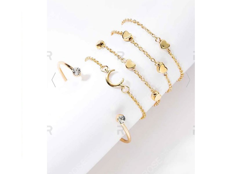 Heart Moon Chain Cuff Bracelets Sets