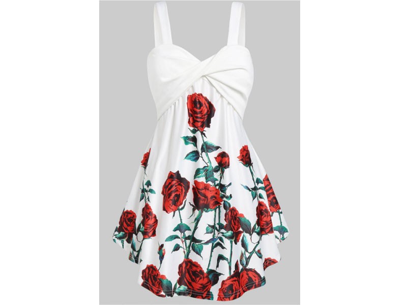 Women's Plus Size Floral Print Flare Tank Top