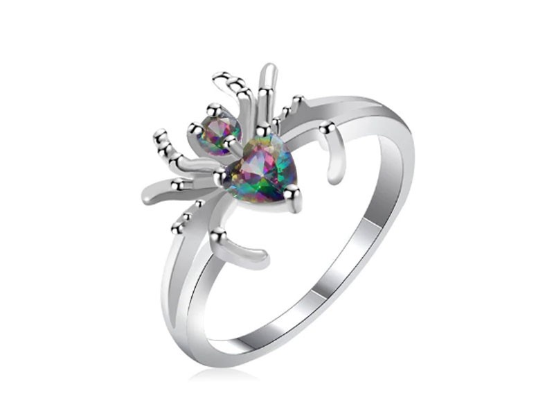 Women's Spider Design Zircon Metal Ring