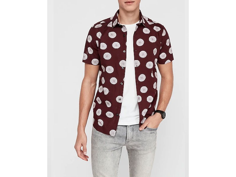 Men's Slim Soft Wash Circle Print Shirt