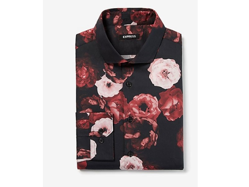 Men's Slim Floral Dress Shirt