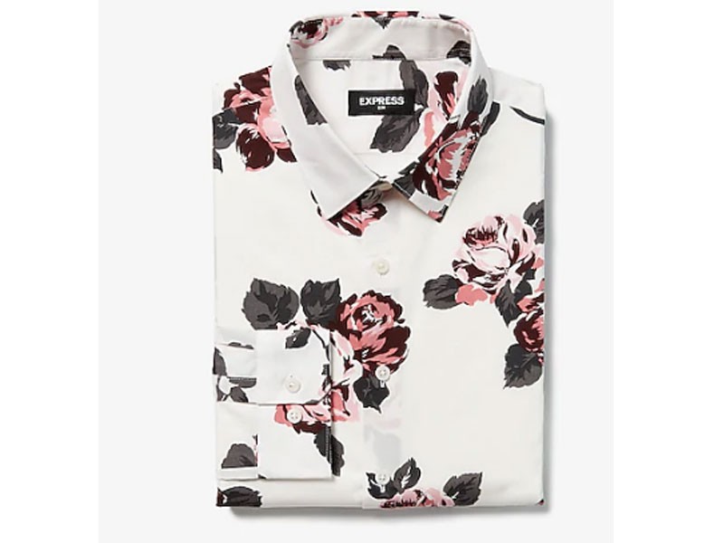 Men's Slim Floral Cotton Dress Shirt