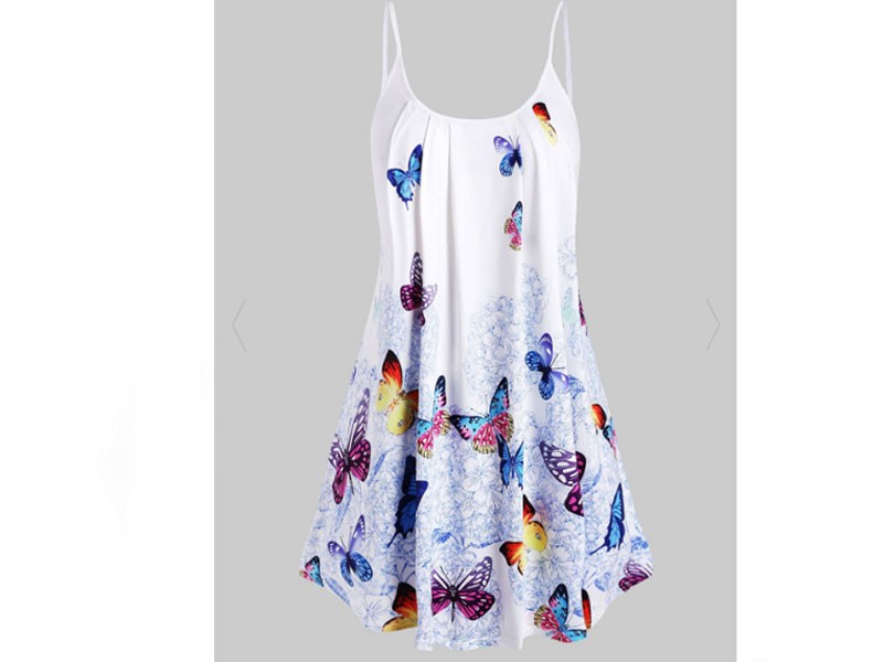 Plus Size Spaghetti Strap Butterfly Print Women's Tank Top