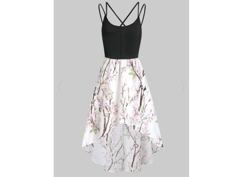 Floral Criss Cross Asymmetric Cami Dress For Women