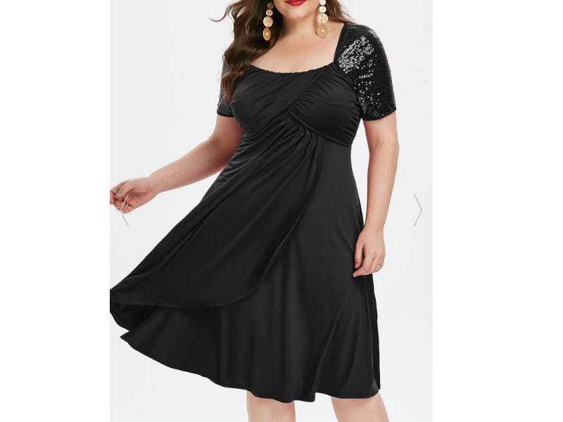 Women's Plus Size Sequined A Line High Waist Dress