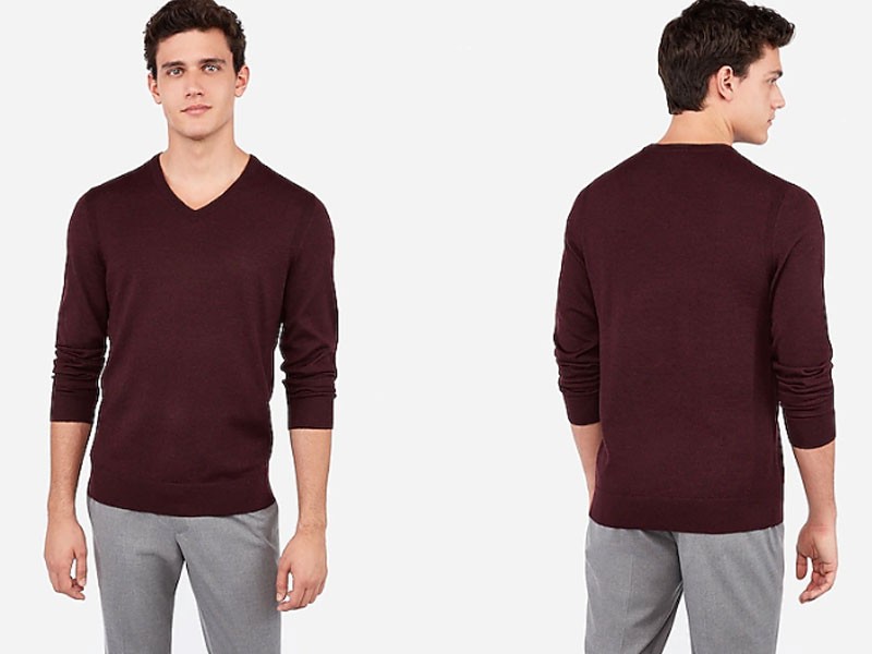 Merino Wool-Blend Thermal Regulating V-Neck Sweater For Men