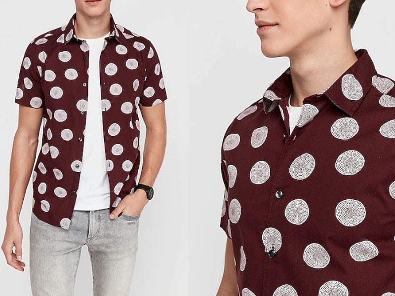 Slim Soft Wash Circle Print Shirt For Men