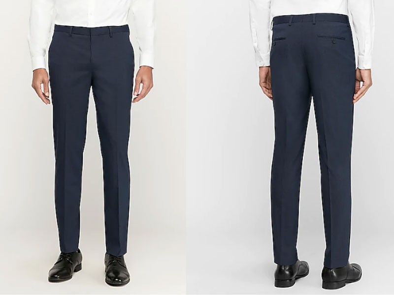 Men's Slim Navy Stretch Wrinkle-Resistant Dress Pant