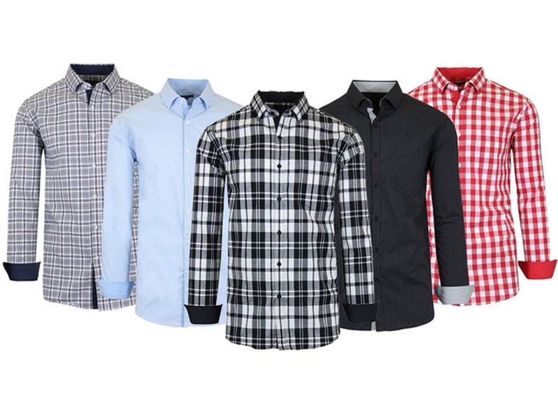 Men's Slim-Fit Cotton-Stretch Printed Dress Shirts