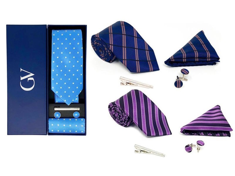 4-Piece Gino Vitale Men's 100% Silk Tie Gift Set