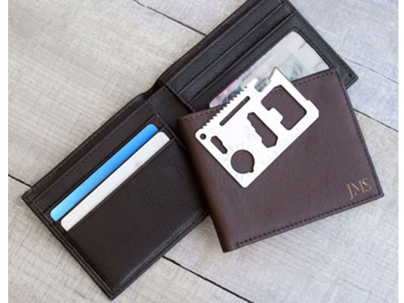 Personalized RFID Bi-Fold Wallet with Multi-function Tool
