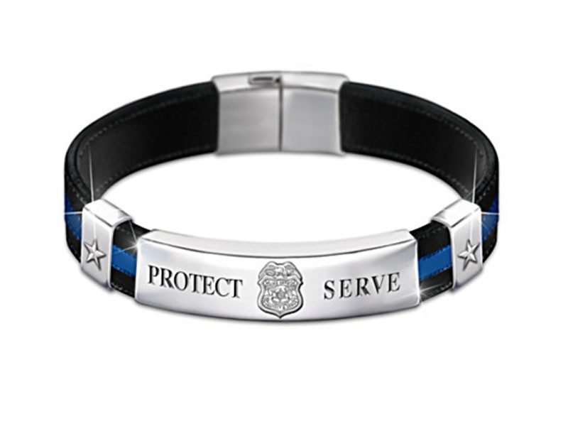 In The Line Of Duty Police Officer Leather Bracelet