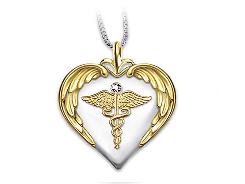 Nurse's Serenity Prayer Diamond Pendant Necklace