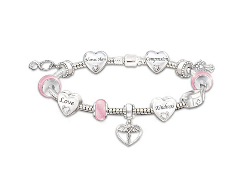 Nurse Charm Bracelet With 11 Charms And Swarovski Crystals