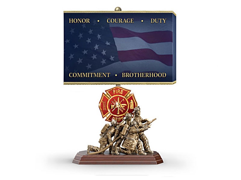 Light Of Courage Cold-Cast Bronze Firefighter Tribute Lamp