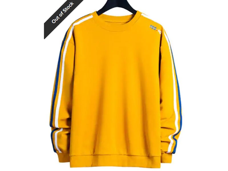 Men's Contrast Striped Letter Print Crew Neck Sweatshirt
