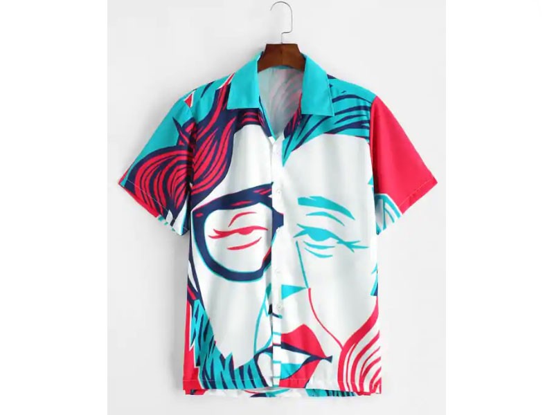 Funny Character Graphic Print Short Sleeve Shirt For Men