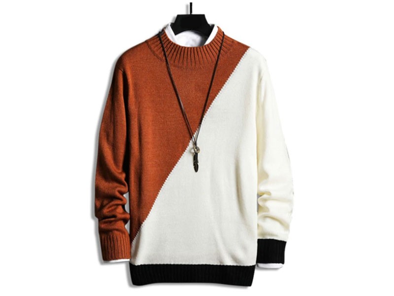 Contrast Color Casual Pullover Sweater For Men