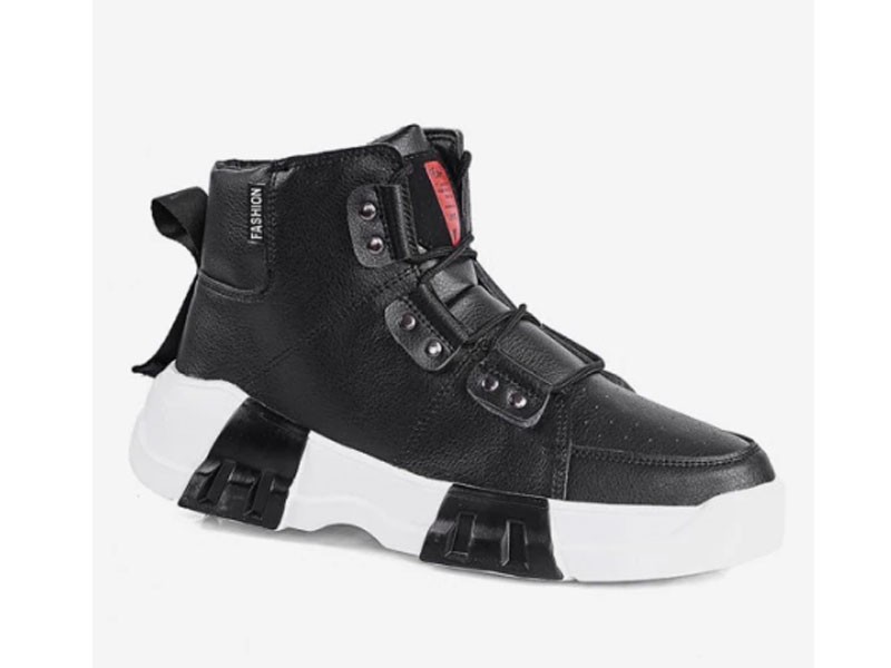 Mid Top PU Leather Platform Sneakers For Men