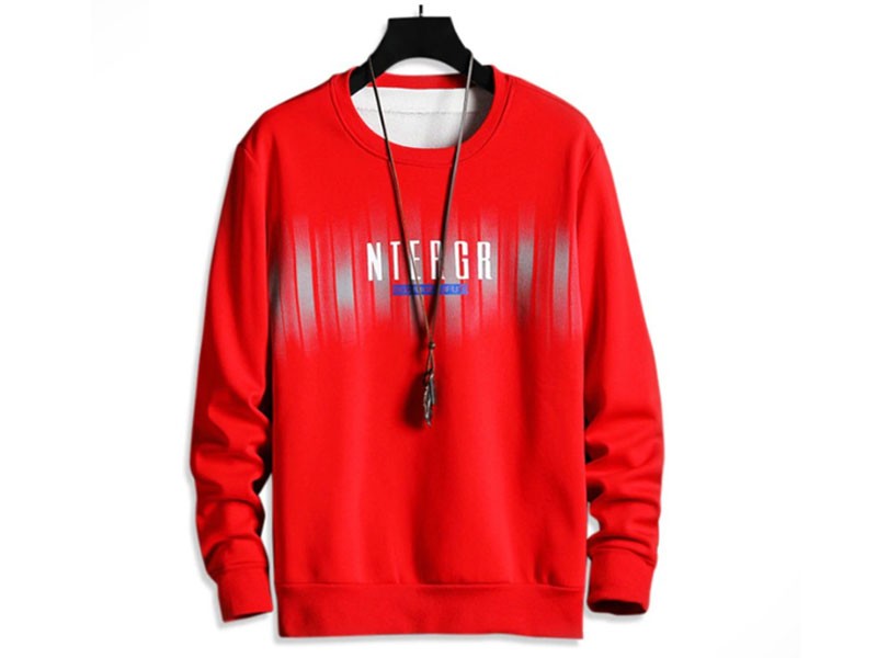 Men's Letter Print Fleece Crew Neck Sweatshirt