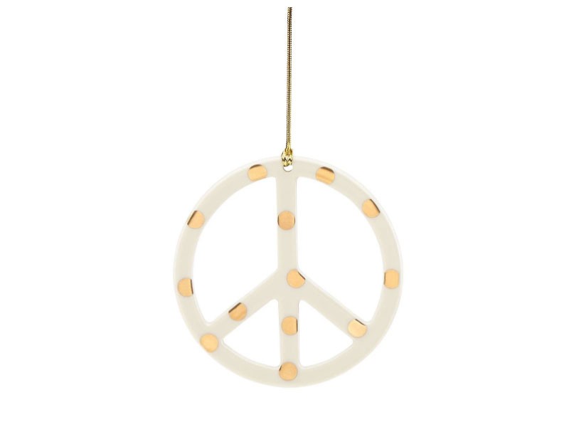 Gold Dotted Peace Sign Ornament