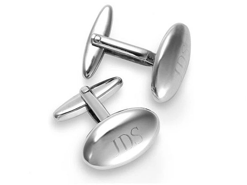 Personalized Oval Polished Cuff Links