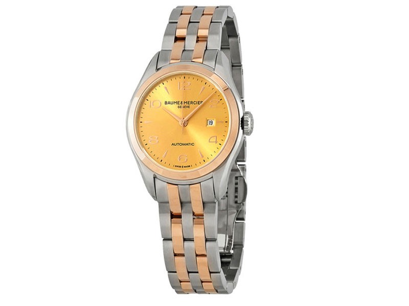 Baume Et Mercier Clifton Automatic Gold Dial Ladies Watch A10351